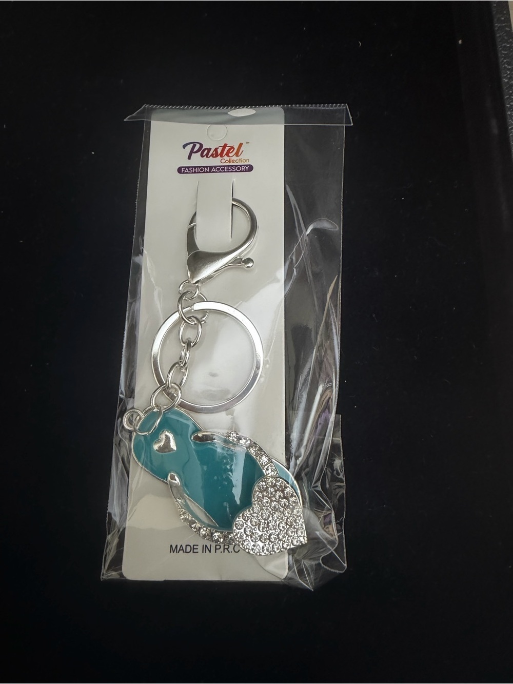NWT Turquoise Flip Flop Rhinestone Heart Keychain Beach Sandal Purse Charm
